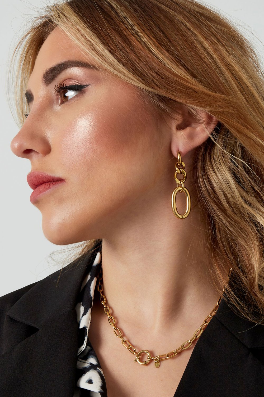 Pendientes eslabones grandes/pequeños - plata/Color dorado h5Imagen3